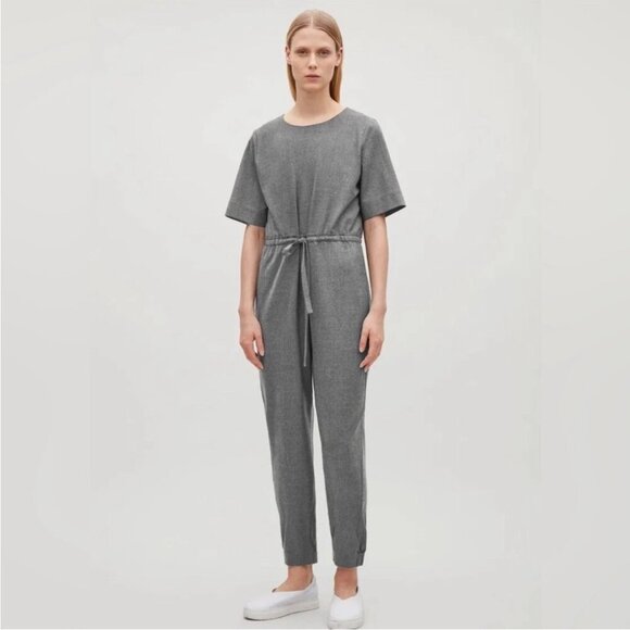 COS Pants - COS Wool Jumpsuit boilersuit dark grey short sleeve jogger size 4 or small